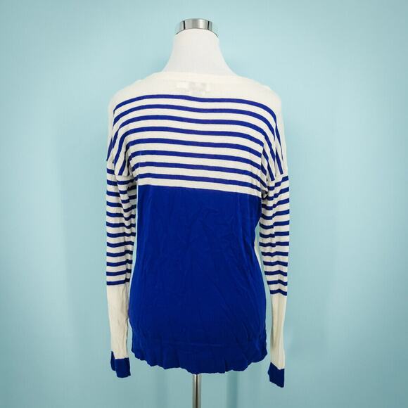 Vineyard Vines Size Medium M Stripe Nautical Whale Boatneck Merino Wool Sweater - Picture 2 of 6